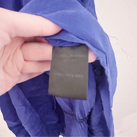 Isabel Marant Etoile Mini Dress Silk Purple Raw Hem Edges Sleeveless - Picture 4 of 7